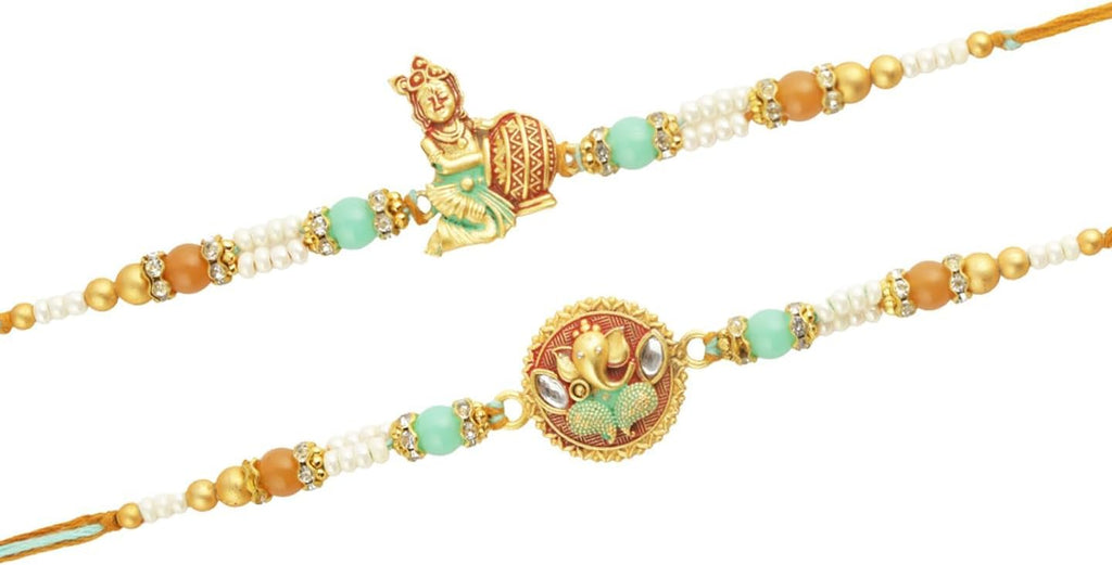 TIED RIBBONS Rakhi for Brother Set of 2 with Gift Set | Set of Rakhi | Roli Tika - Rakshabandhan Bracelet for Brother