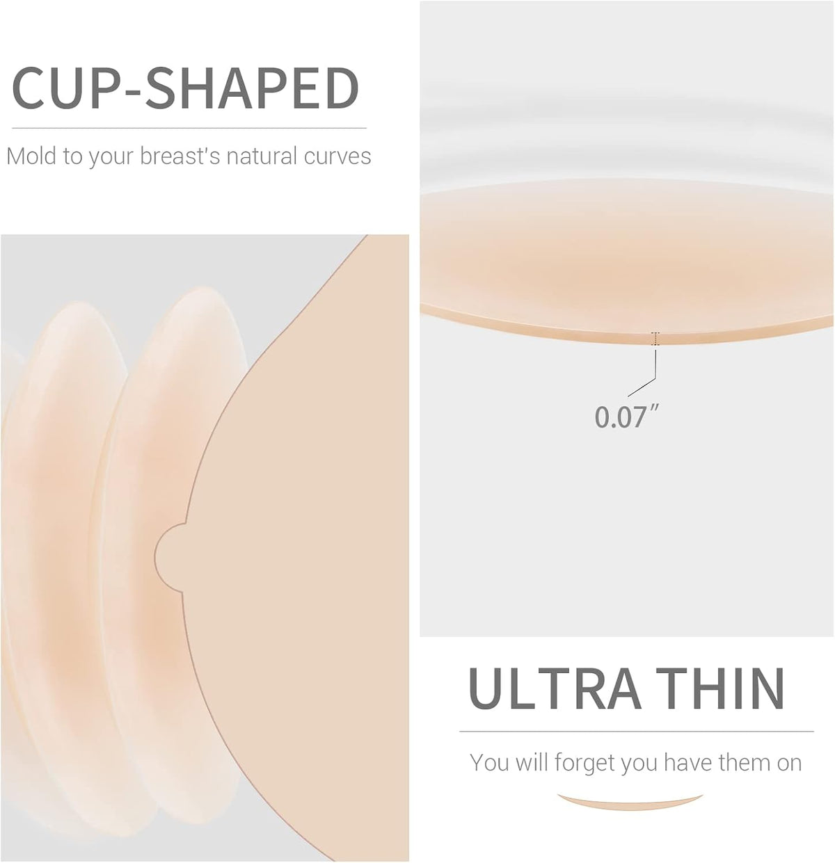 VOCH GALA Premium Nipple Covers. Sticky Bra Alternative. 2 Pairs Crème | Strong Hold and Sweat-Proof. Invisible Under Clothes. Medical-Grade Silicone. 3 Sizes A-DDD+. 3 Shades Available at Amazon Women's Clothing store