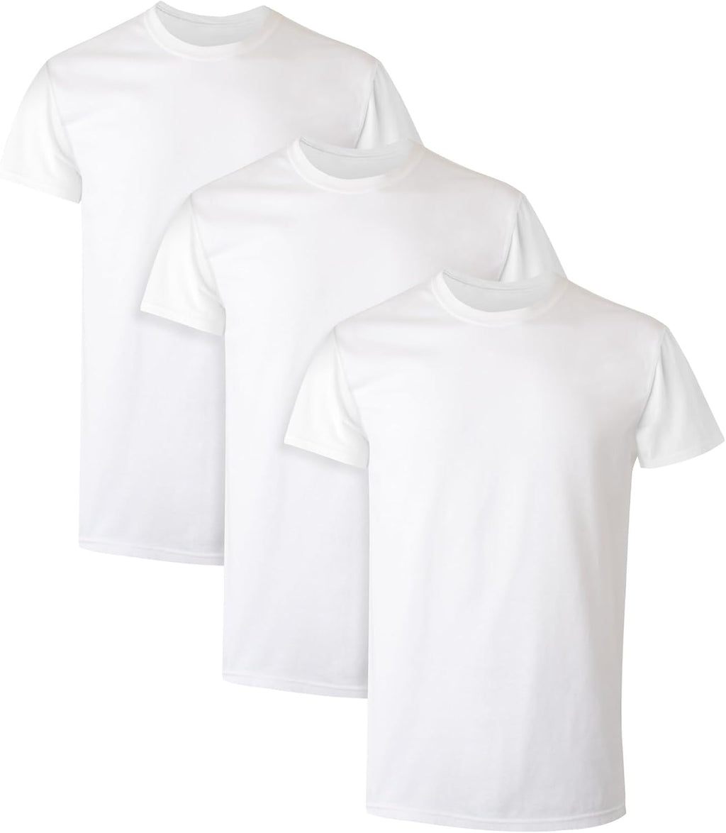 Hanes Mens Cotton. Moisture-wicking Crew Tee Undershirts. Multi-packs. White - 6 Pack. Large US