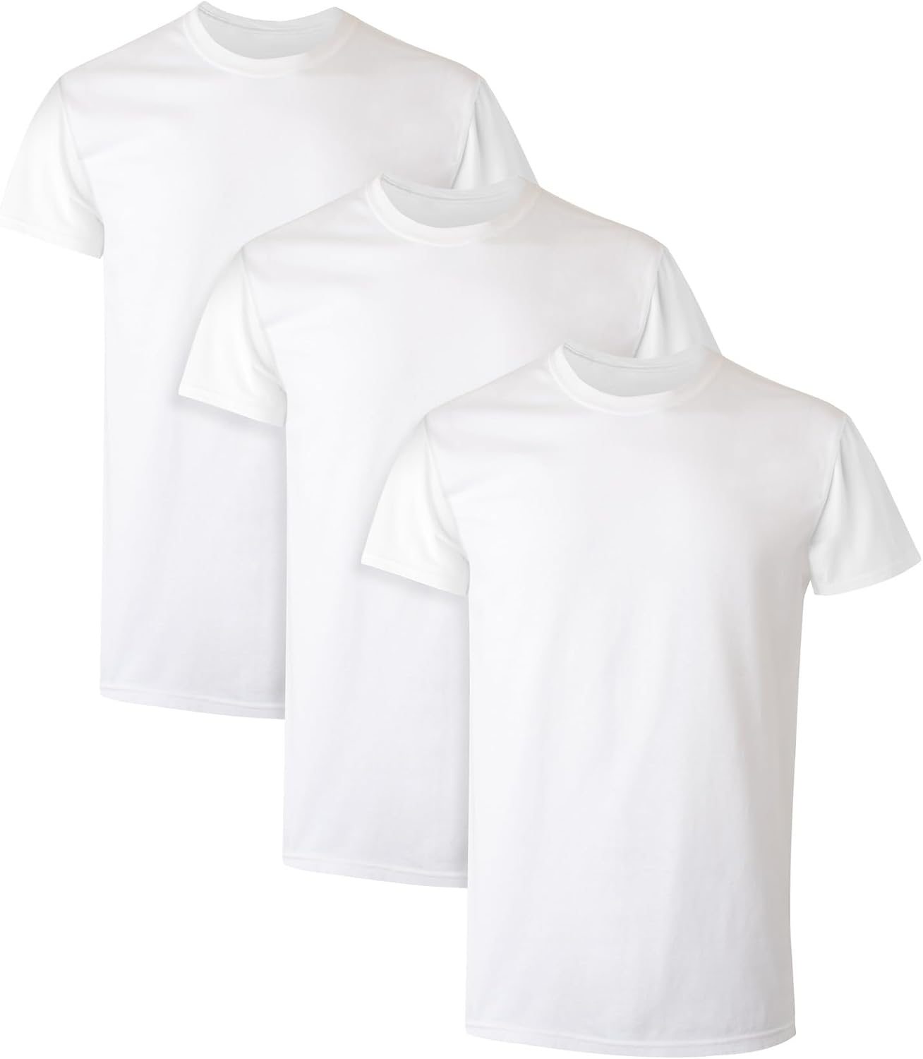 Hanes Mens Cotton. Moisture-wicking Crew Tee Undershirts. Multi-packs. White - 6 Pack. Large US