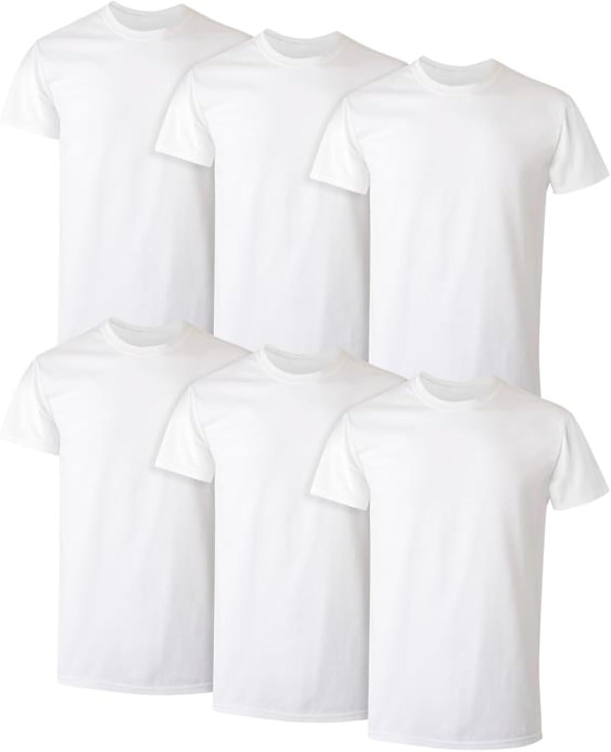 Hanes Mens Cotton. Moisture-wicking Crew Tee Undershirts. Multi-packs. White - 6 Pack. Medium US