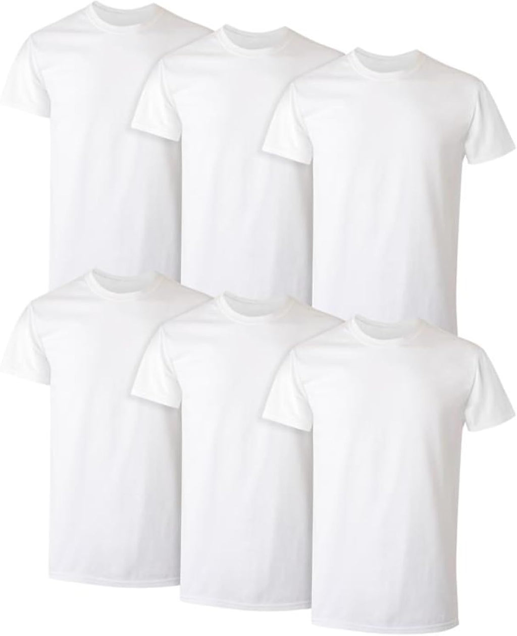 Hanes Mens Cotton. Moisture-wicking Crew Tee Undershirts. Multi-packs. White - 6 Pack. Large US