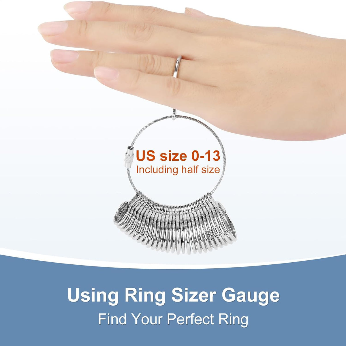 Ring Sizer Measuring Tool Kit Upgraded. 27 PCS Stainless Steel Measuring Ring Tool. US Ring Size 0-13 with Half Size. 2 PCS Reusable Finger Size 1-17 USA Rings Size with Magnified Glass