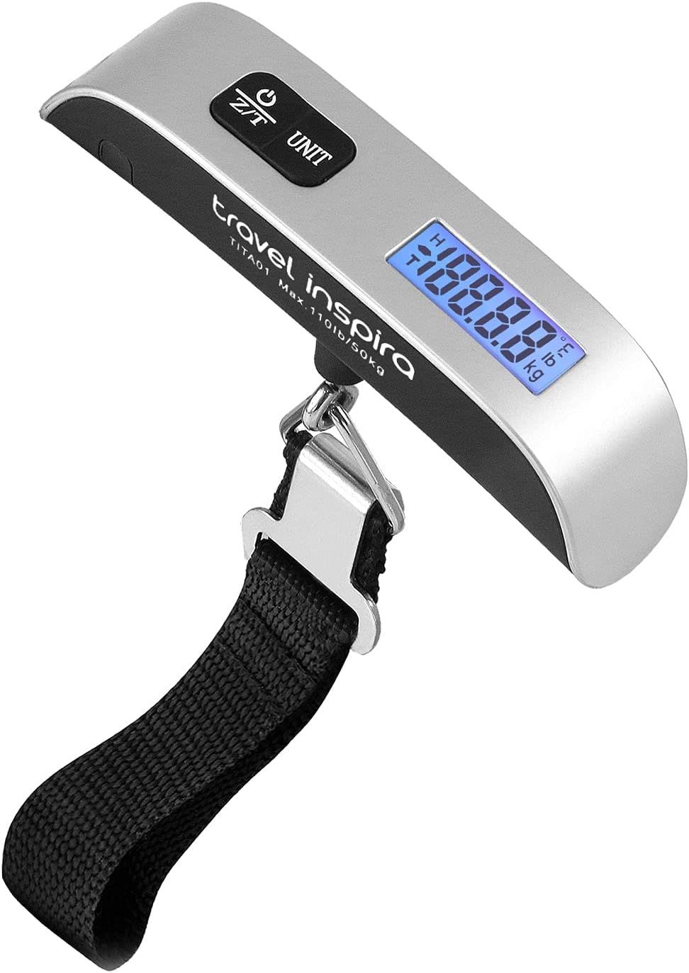 Amazon.com | travel inspira Luggage Scale Digital Suitcase Weight Scale for Travel | Blue Backlight. Rubber Paint Handle. Tare & Data Lock. Auto-Off. Battery Included. 110 Pounds. Travel Essentials | Luggage Scales