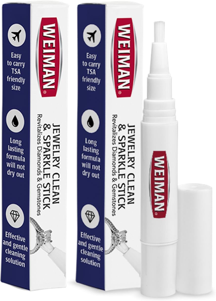 Weiman Fine Jewelry Cleaner Liquid with Cleaning Brush – Restores Shine & Brilliance to Gold. Platinum. Precious Gemstones & Diamond Jewelry. 6 Oz