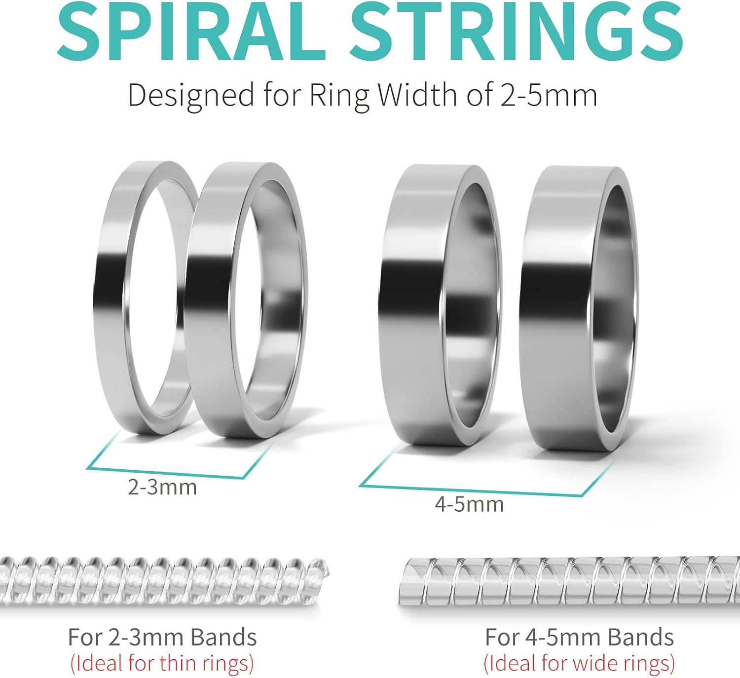 Ottemax Ring Sizers for Loose Rings - 12Pack. 12 Sizes. Ring Guards for Women& Men Loose Rings. Invisible Resizer Design for Spacers & Tighteners. Fits Bands Width to 1mm-8mm
