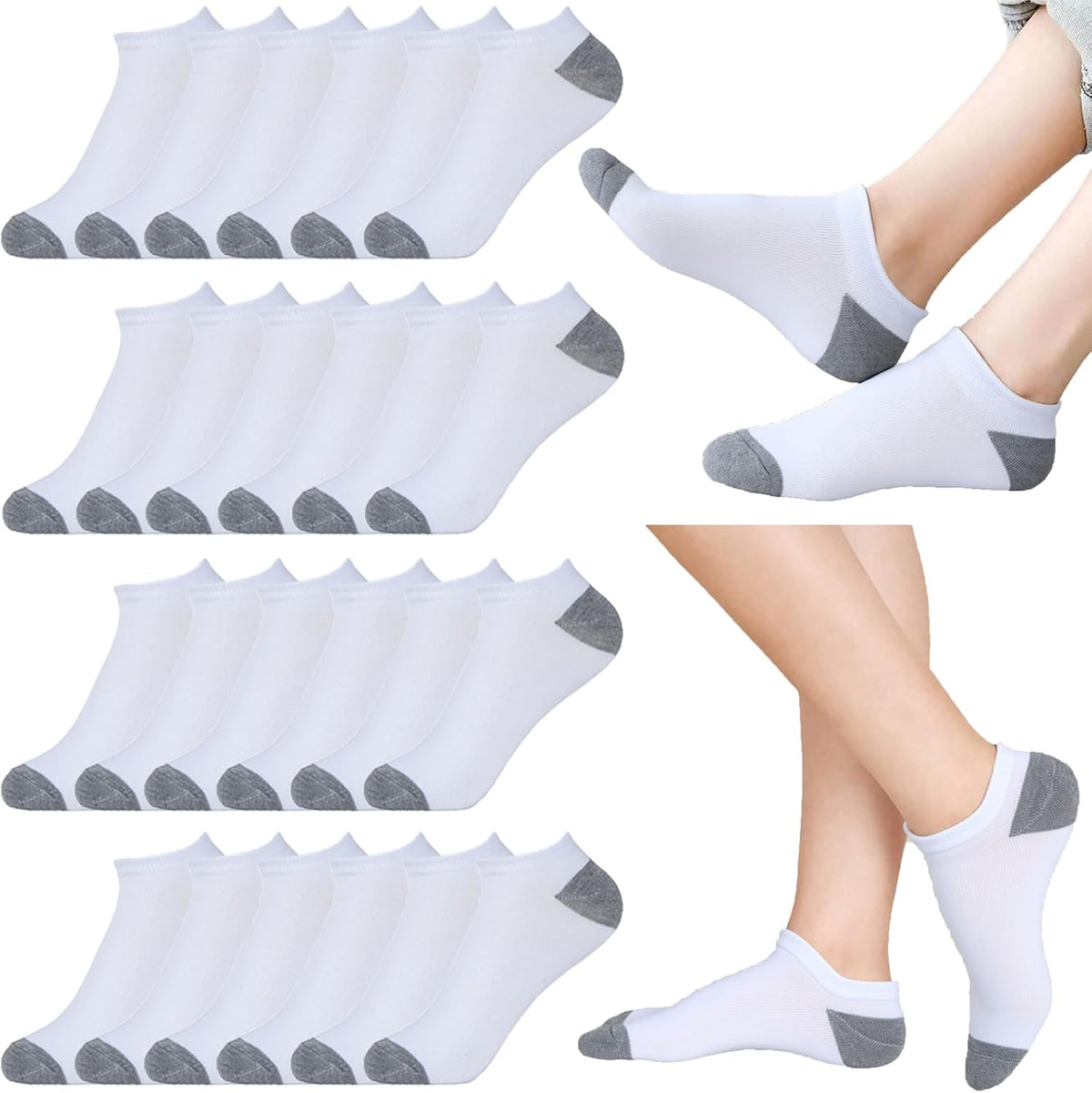 Looknniy 20 Pairs Low Cut Ankle Socks for Women No Show Casual Socks Breathable Athletic Socks Bulk for Sport