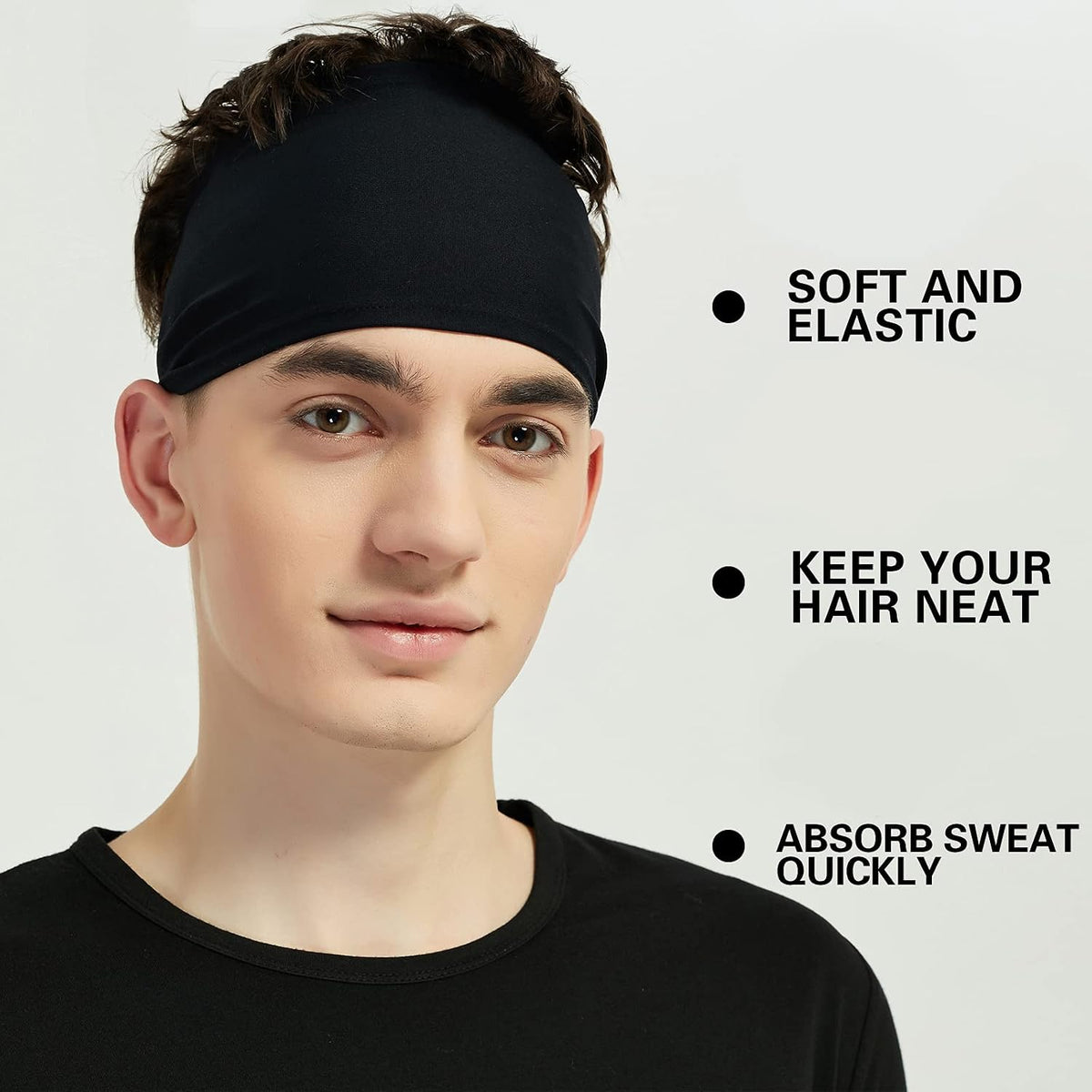 Pilamor Sports Headbands for Men 5 Pack.Sweatbands for Men Workout.Running | Moisture Wicking.Absorbing Sweat Headbands Stay in Place .Hairbands for Women and Men Gym.Cycling.Football.Yoga