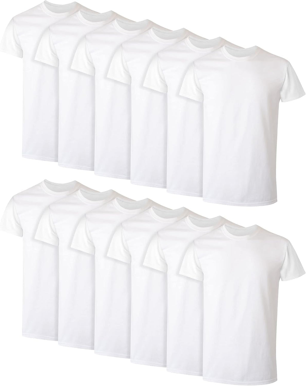 Hanes Mens Cotton. Moisture-wicking Crew Tee Undershirts. Multi-packs. White - 6 Pack. Large US