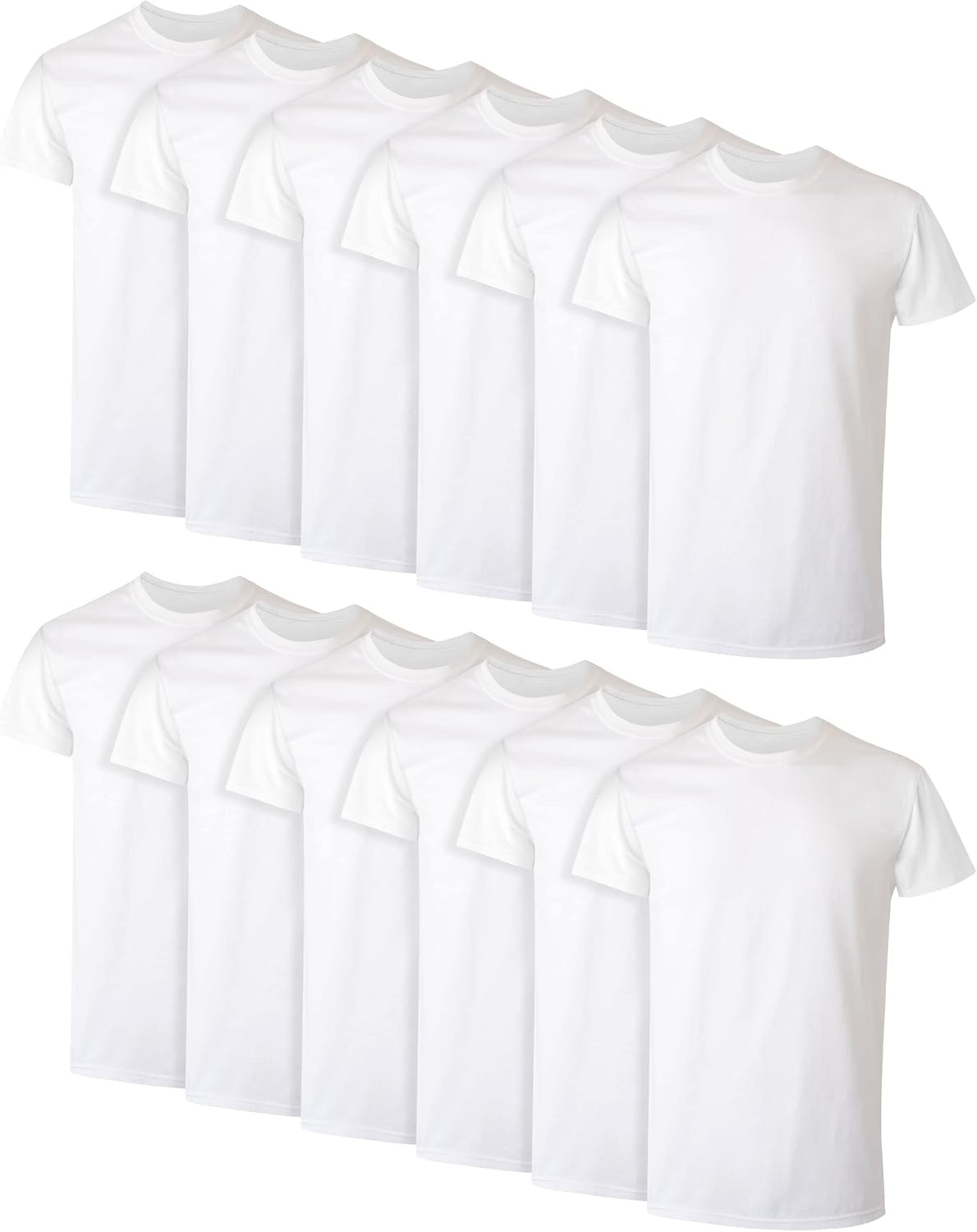 Hanes Mens Cotton. Moisture-wicking Crew Tee Undershirts. Multi-packs. White - 6 Pack. Large US