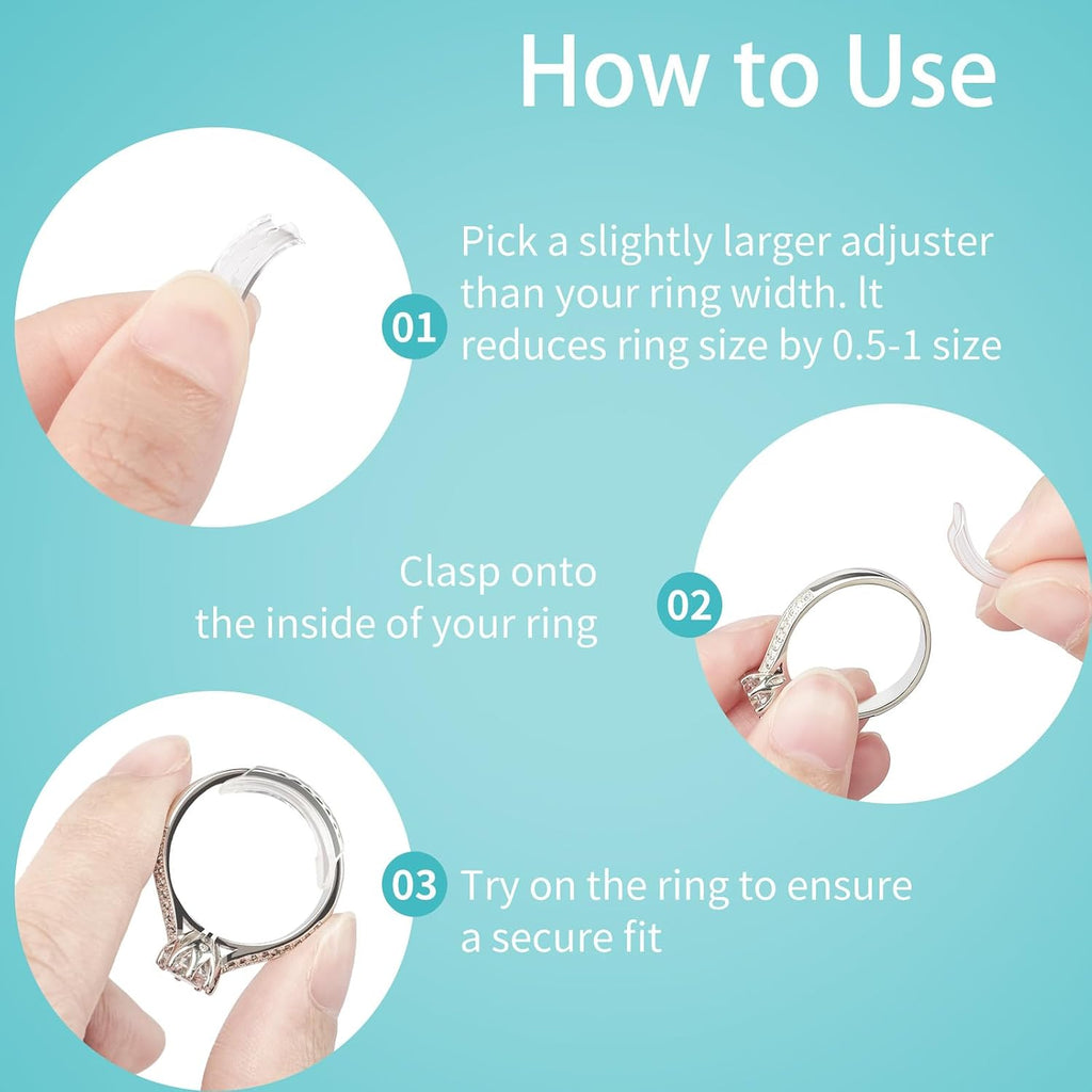 Ottemax Ring Sizers for Loose Rings. 8 Pack 8 Sizes. Ring Size Adjuster. Invisible Ring Guards for Women and Men. Resizer with Polishing Cloth .Fits Bands Width to 1-8mm