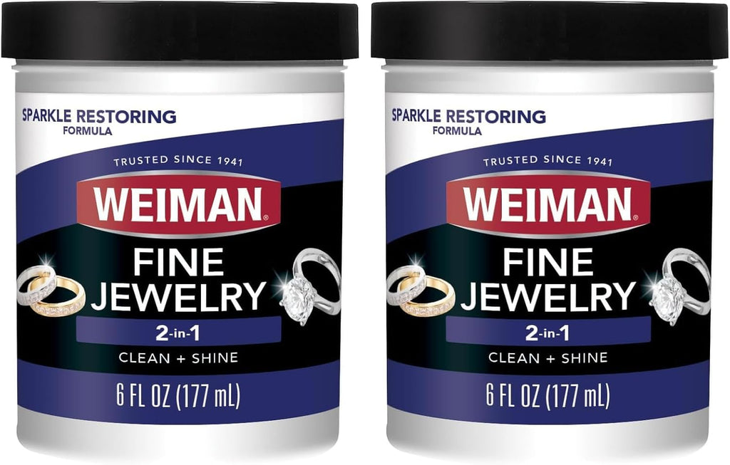 Weiman Fine Jewelry Cleaner Liquid with Cleaning Brush – Restores Shine & Brilliance to Gold. Platinum. Precious Gemstones & Diamond Jewelry. 6 Oz