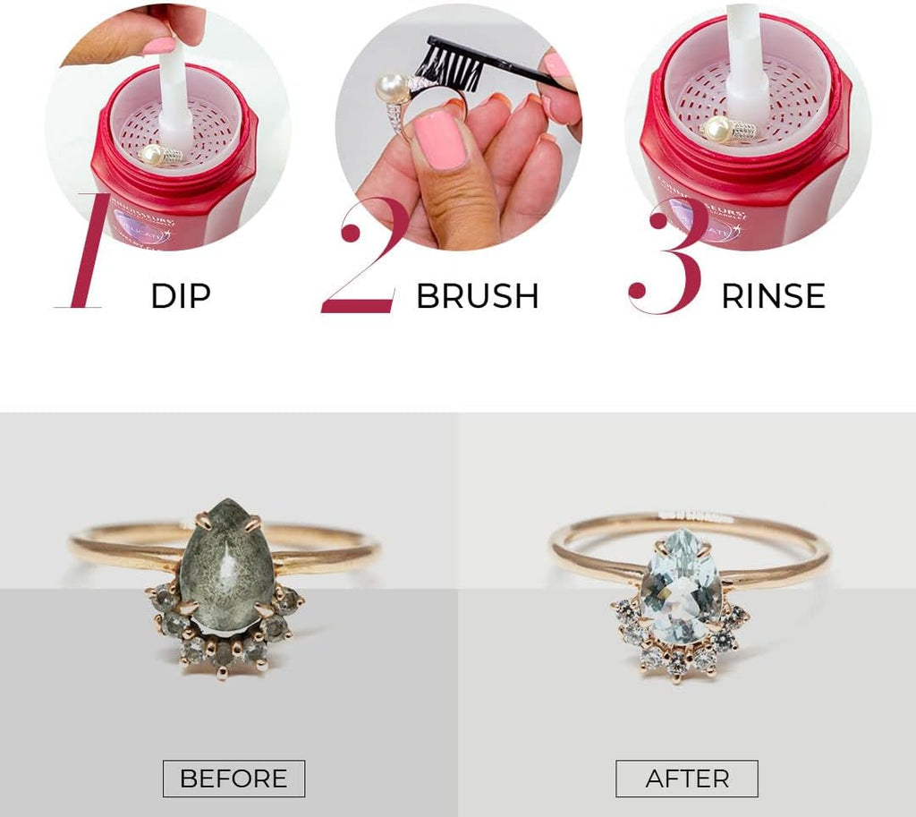 CONNOISSEURS - All-Purpose Jewelry Cleaning Kit | Includes Delicate Jewelry Cleaner Solution and 2 Polishing Cloths