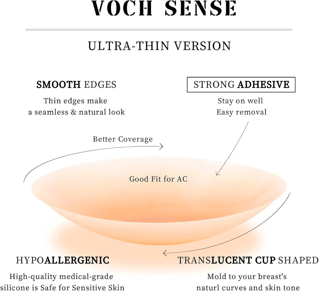 VOCH GALA Premium Nipple Covers. Sticky Bra Alternative. 2 Pairs Crème | Strong Hold and Sweat-Proof. Invisible Under Clothes. Medical-Grade Silicone. 3 Sizes A-DDD+. 3 Shades Available at Amazon Women's Clothing store