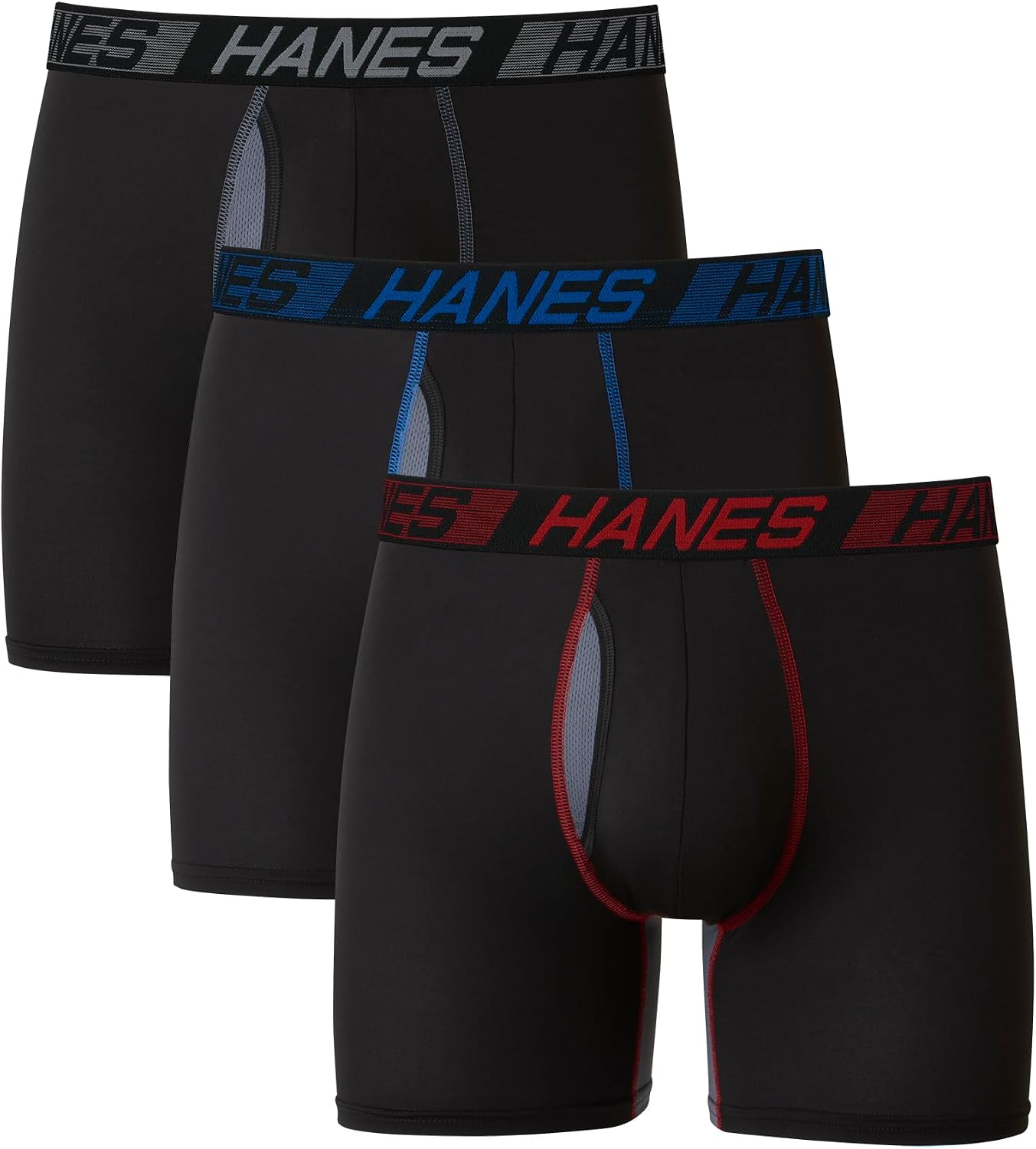 Hanes Mens Total Support Pouch Pack. X-temp Cooling. Anti-chafing. Moisture-wicking Underwear. Trunks Available Boxer Briefs. Regular Leg - Black. Large US at Amazon Men's Clothing store