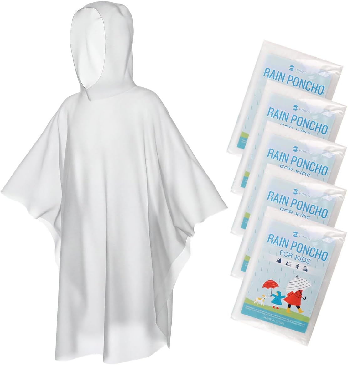 SaphiRose Disposable Rain Ponchos Emergency Clear Poncho (4 pack. Clear) | Value Pack. Compact Individual Pouch. Waterproof Thicker PE. for Travel Theme Parks Camping Hiking Festivals Emergency Kits