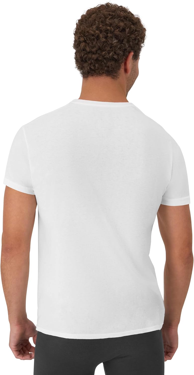 Hanes Mens Cotton. Moisture-wicking Crew Tee Undershirts. Multi-packs. White - 6 Pack. Medium US