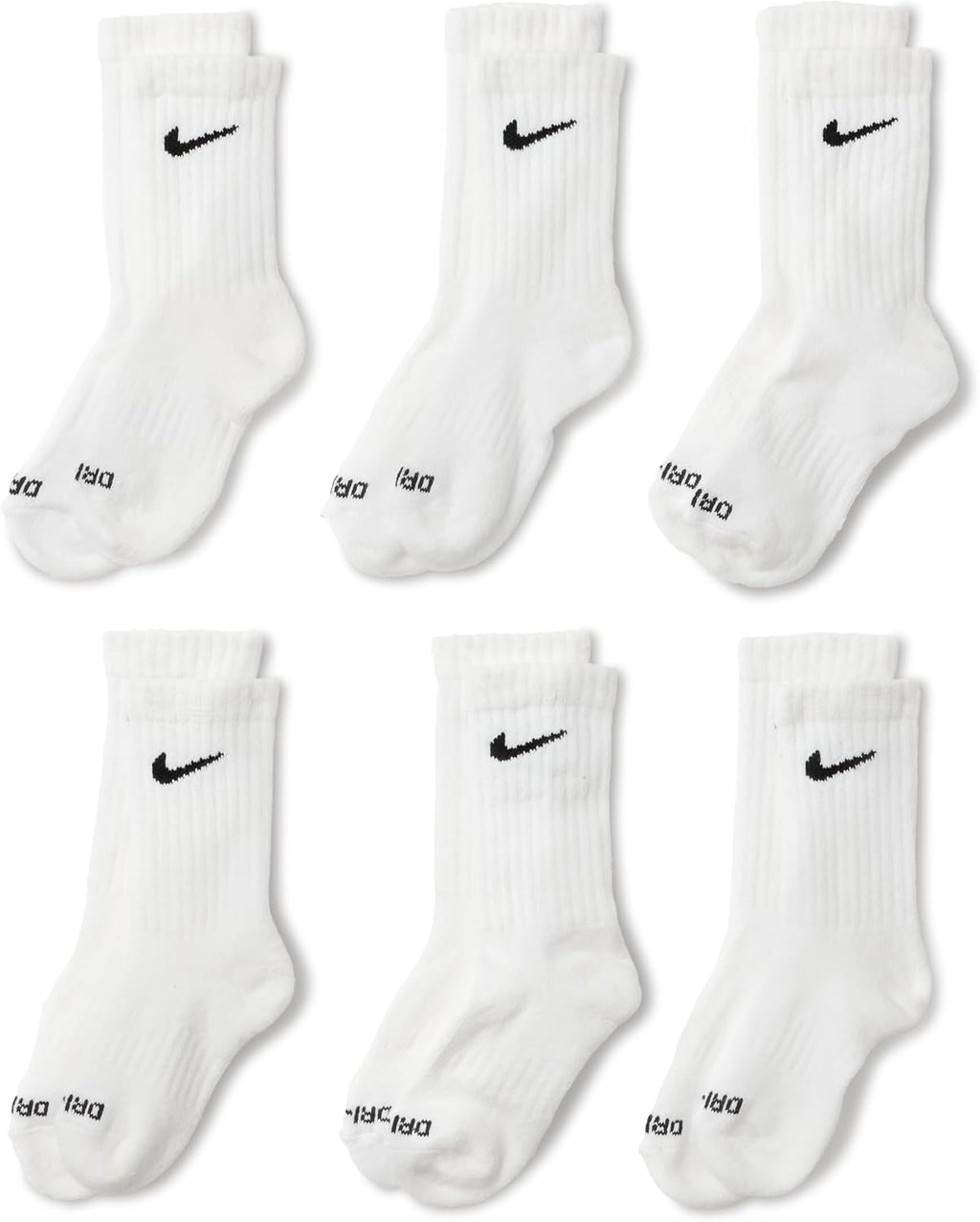Nike Dri-Fit Performance Basic Crew (Toddler/Little Kid) White 5-7 (10 Toddler-3 Little Kid)