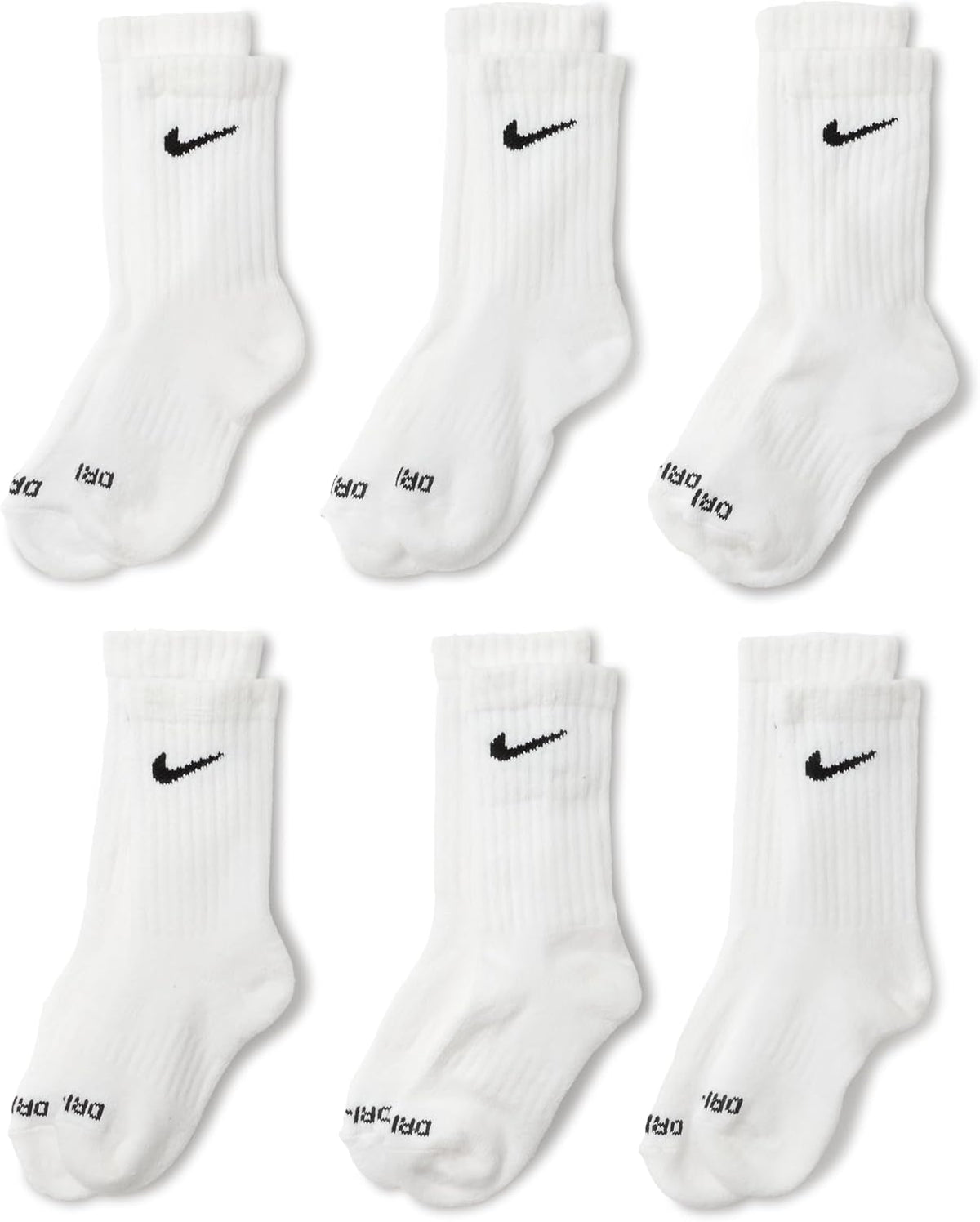 Nike Dri-Fit Performance Basic Crew (Toddler/Little Kid) White 5-7 (10 Toddler-3 Little Kid)