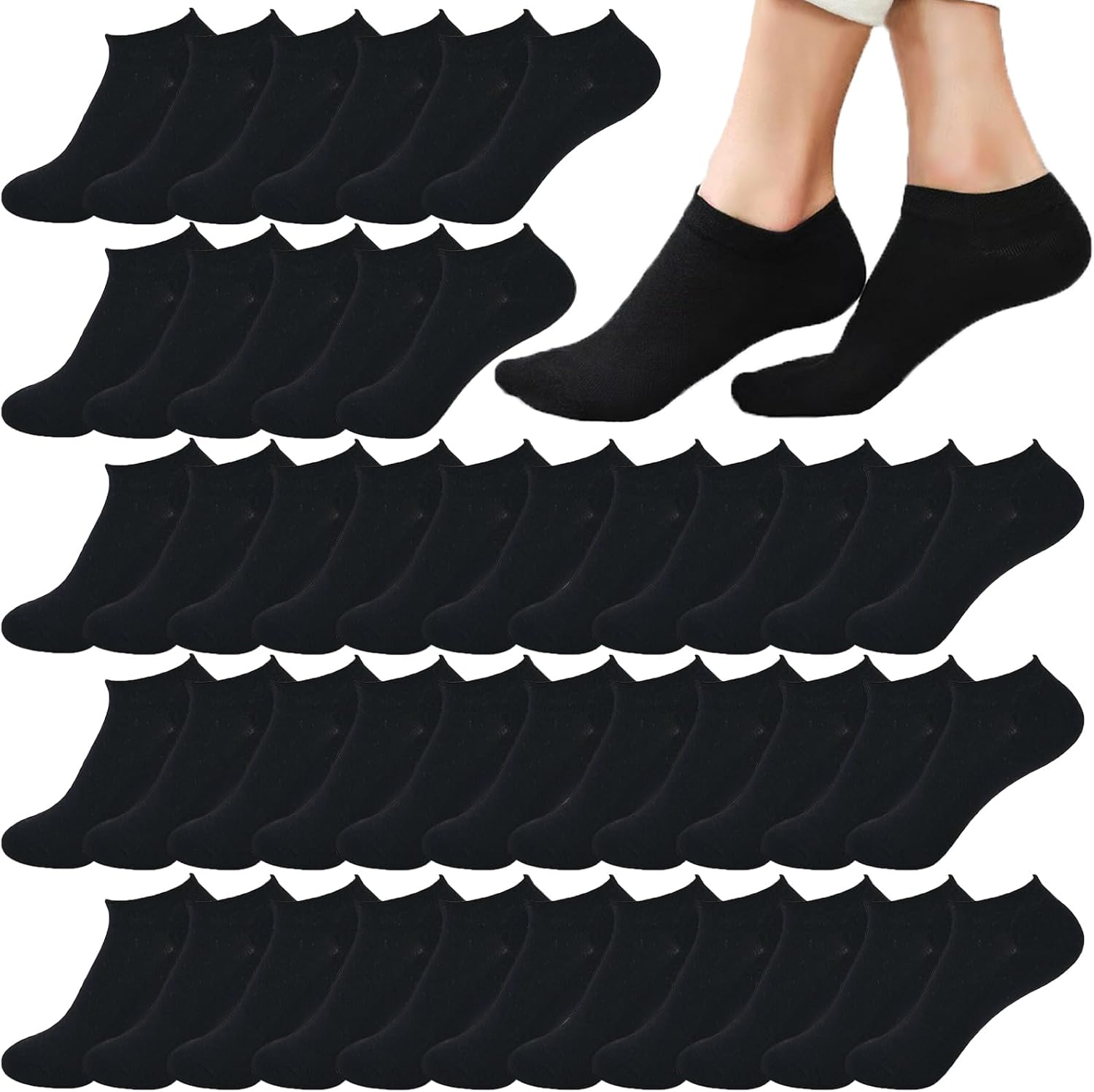 Looknniy 20 Pairs Low Cut Ankle Socks for Women No Show Casual Socks Breathable Athletic Socks Bulk for Sport