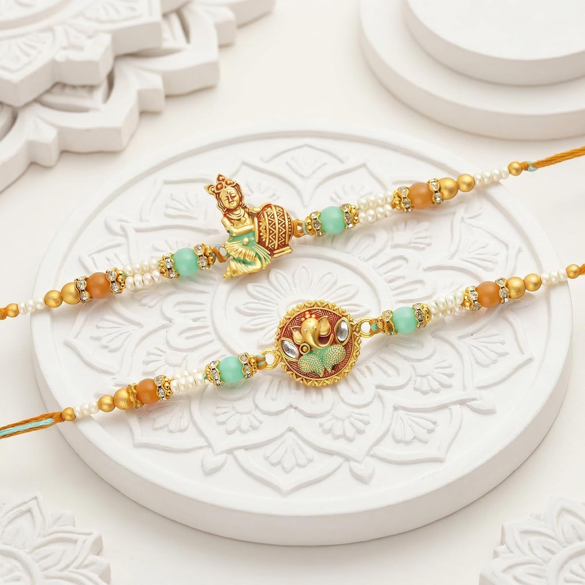 TIED RIBBONS Rakhi for Brother Set of 2 with Gift Set | Set of Rakhi | Roli Tika - Rakshabandhan Bracelet for Brother