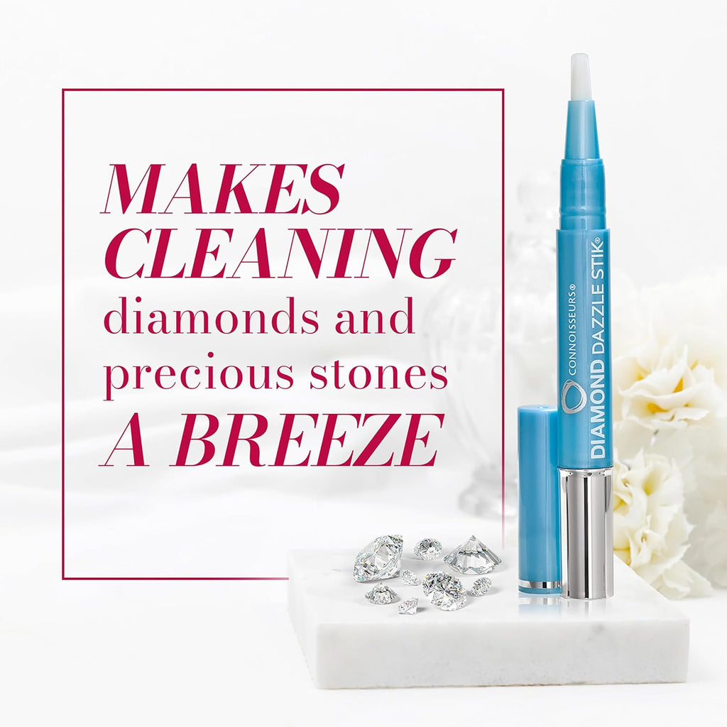 CONNOISSEURS - Diamond Dazzle Stik | For Rings. Earrings. and Bracelets - Portable Jewelry Cleaner Solution Pen - Reduces Scratches and Removes Dirt