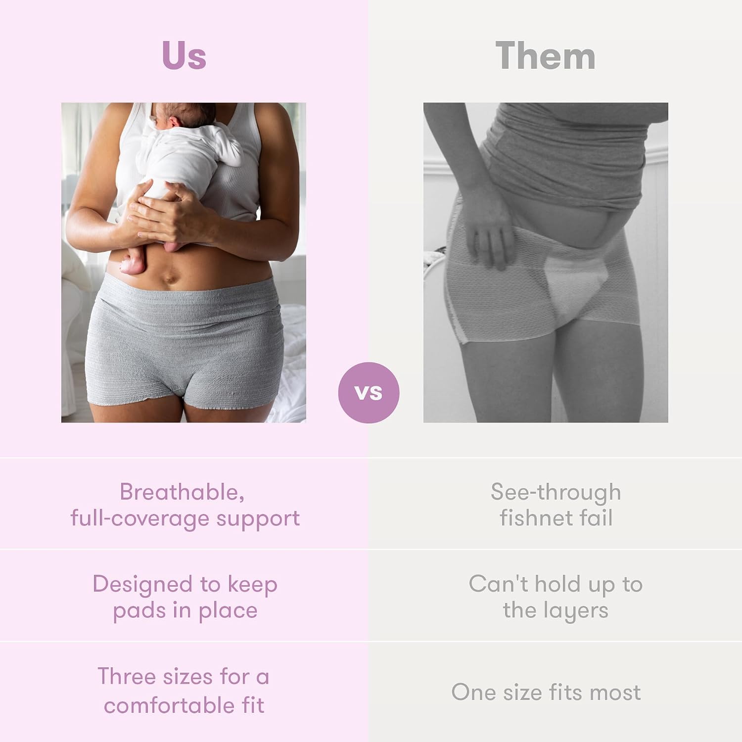 Frida Mom 8pc Postpartum Underwear. Disposable Boyshort Panties. Size M/L | Seamless with Stretch Support. New Mom Essentials. Hospital Bag Must Have. Size M/L (28-42in)