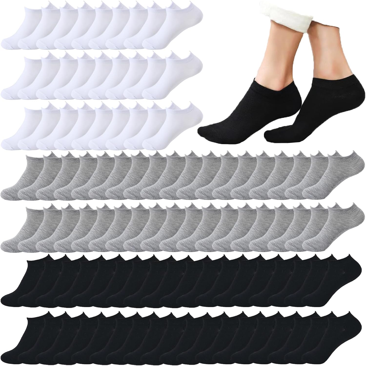 Looknniy 20 Pairs Low Cut Ankle Socks for Women No Show Casual Socks Breathable Athletic Socks Bulk for Sport