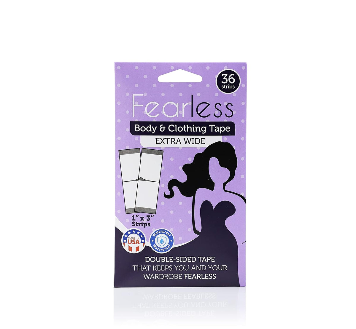 Fearless Tape Double Sided Clothing & Body Tape. 50 Strips | 50 Clear Strips - Ready for Weddings. Proms. and Everyday Outfit Fixes