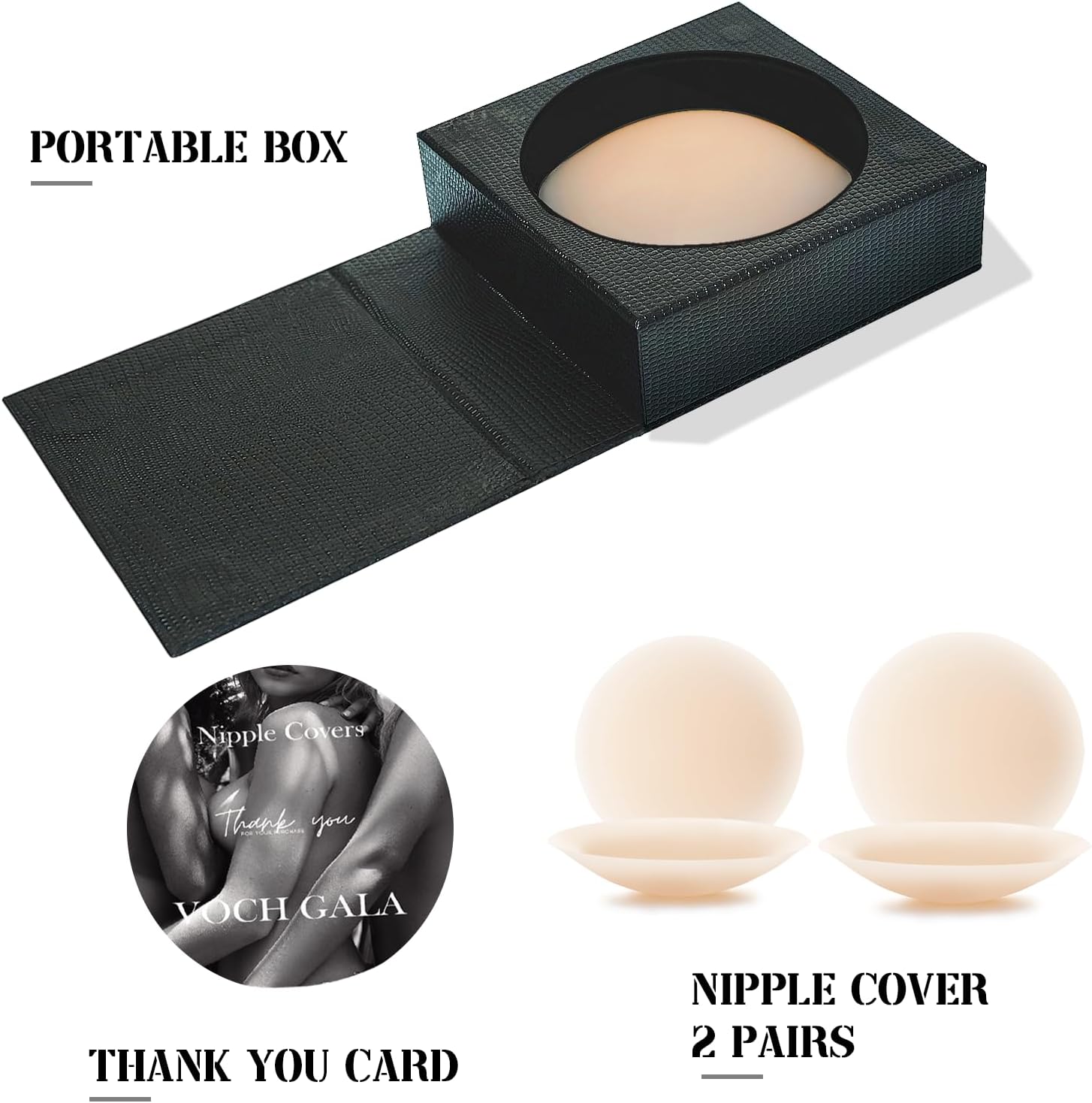 VOCH GALA Premium Nipple Covers. Sticky Bra Alternative. 2 Pairs Crème | Strong Hold and Sweat-Proof. Invisible Under Clothes. Medical-Grade Silicone. 3 Sizes A-DDD+. 3 Shades Available at Amazon Women's Clothing store