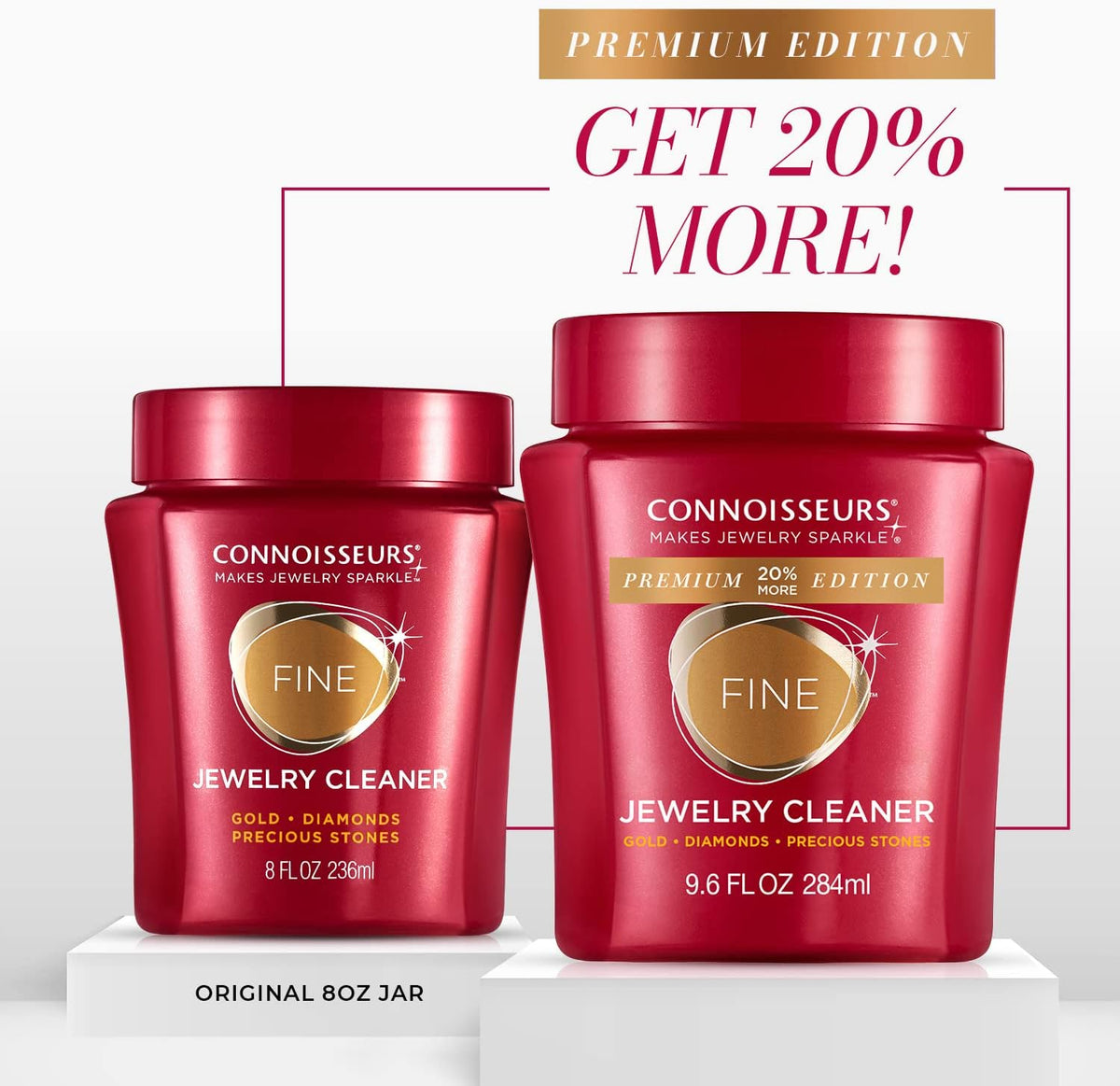 CONNOISSEURS - Fine Jewelry Cleaner Solution - 9.6 fl oz | Premium Edition - For Gold. Diamonds. Platinum. and Gemstones - Restores Brilliance in Seconds