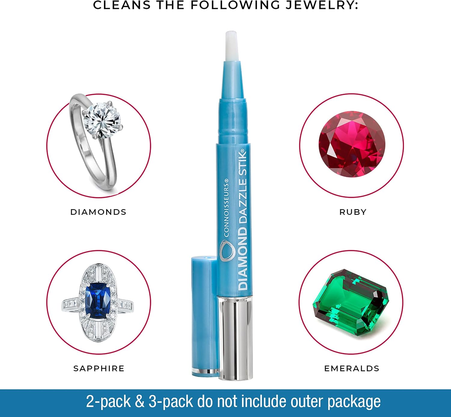 CONNOISSEURS - Diamond Dazzle Stik | For Rings. Earrings. and Bracelets - Portable Jewelry Cleaner Solution Pen - Reduces Scratches and Removes Dirt