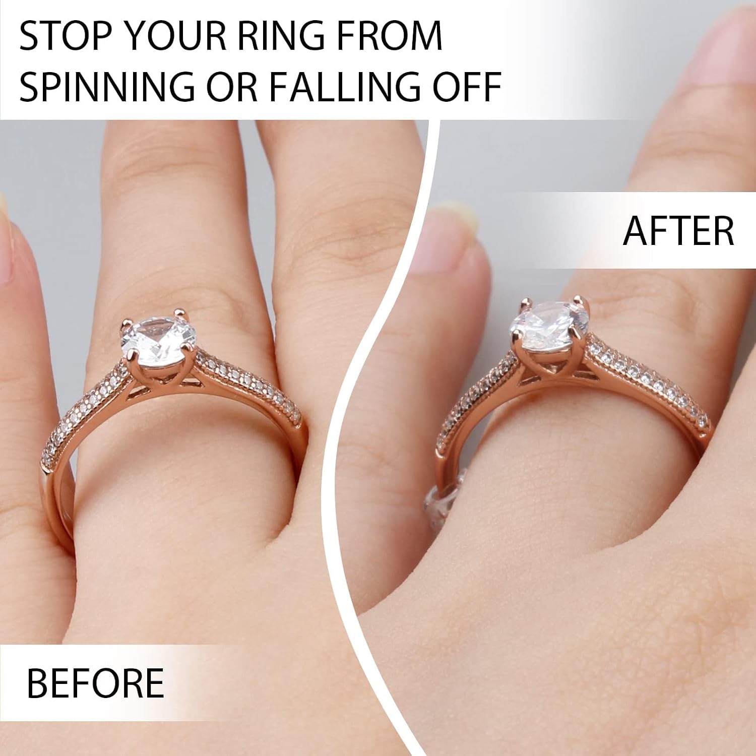 Eiito Ring Sizers for Loose Rings. 6 Sizes Fitter. Reduces Size by 0.5-1.5 | Invisible Ring Size Adjuster Spacers or Tightener. Ring Guards. Resizer Fit Almost Any Rings