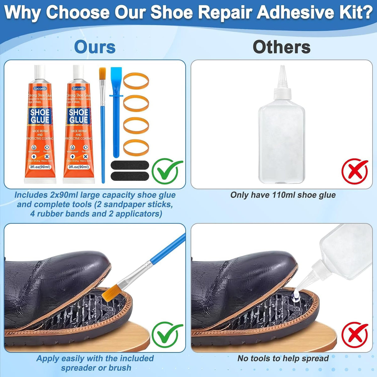 Shoe Glue Soles Repair| 180 ML Heavy Duty Clear Shoe Sole Repair Glue. Waterproof. High-Strength Adhesive. Dries in 24 Hrs| Strong Glue Shoe for Soles. Heels & Repair on Boots. Leather. Rubber. Canvas