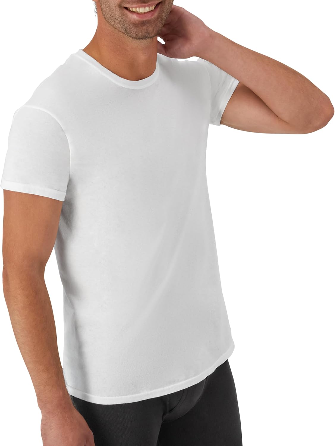 Hanes Mens Cotton. Moisture-wicking Crew Tee Undershirts. Multi-packs. White - 6 Pack. Medium US