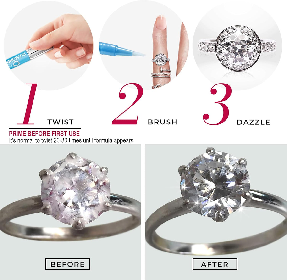 CONNOISSEURS - Diamond Dazzle Stik | For Rings. Earrings. and Bracelets - Portable Jewelry Cleaner Solution Pen - Reduces Scratches and Removes Dirt
