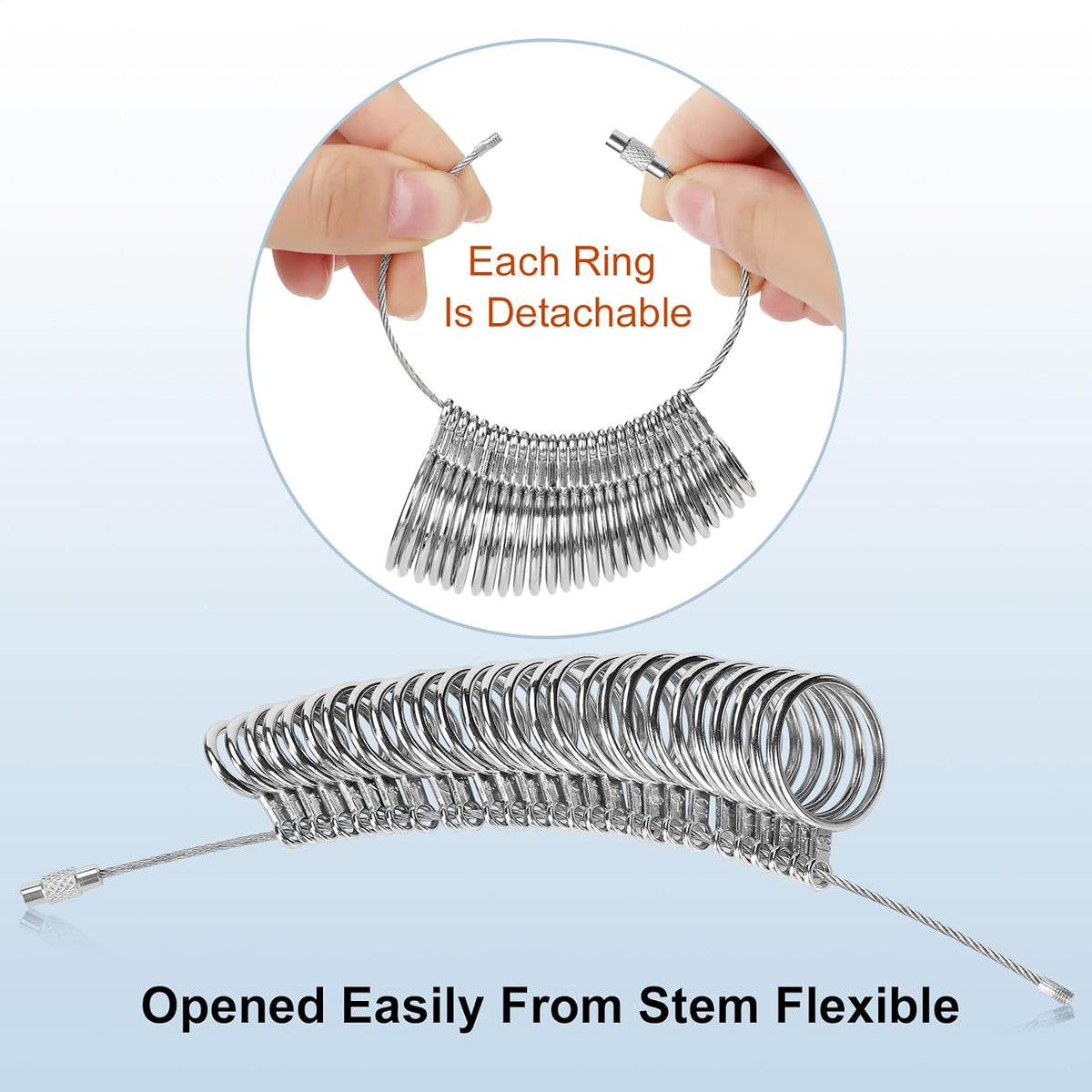 Ring Sizer Measuring Tool Kit Upgraded. 27 PCS Stainless Steel Measuring Ring Tool. US Ring Size 0-13 with Half Size. 2 PCS Reusable Finger Size 1-17 USA Rings Size with Magnified Glass