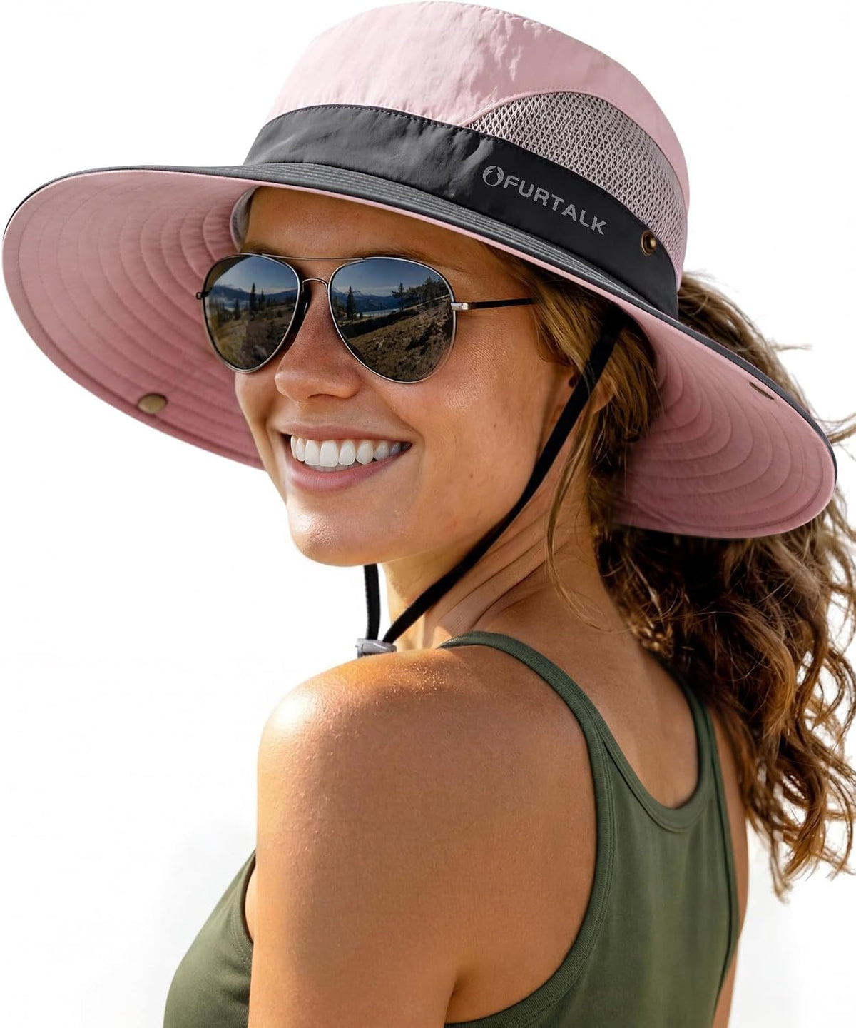FURTALK Womens Sun Hat with Ponytail Hole Beach Hiking Summer Wide Brim UPF 50+ Outdoor Protection Foldable Bucket Hat Beige. One Size at Amazon Women's Clothing store