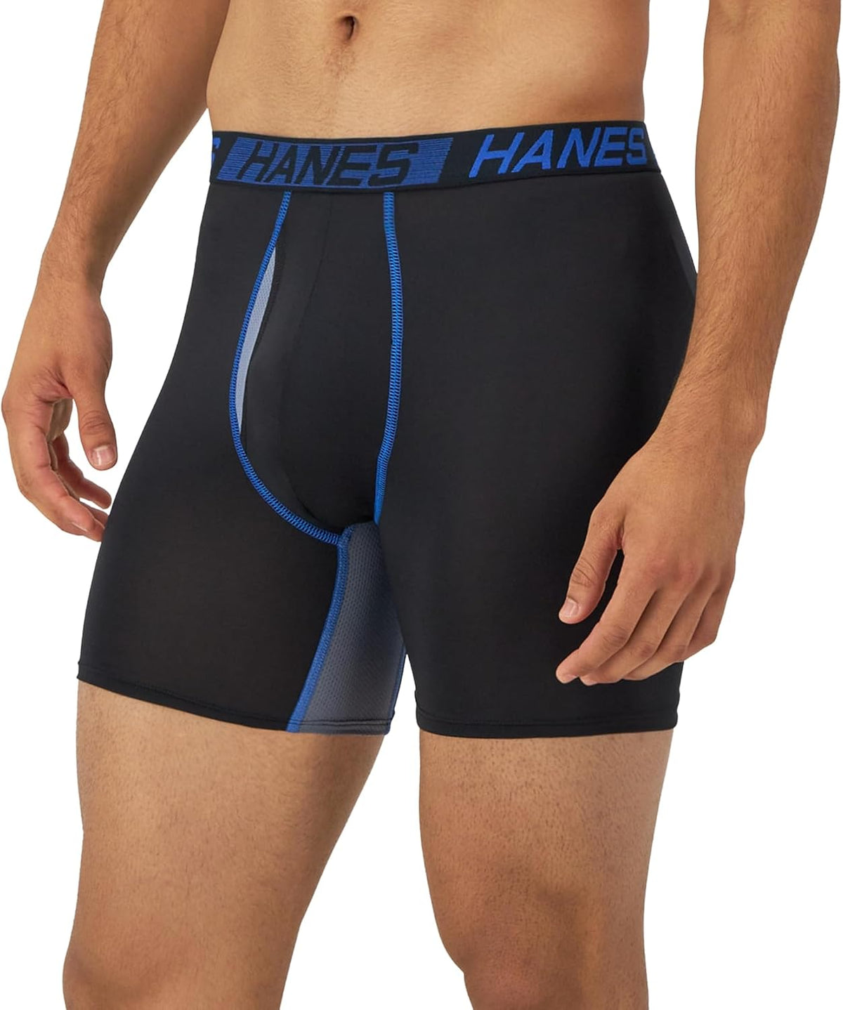 Hanes Mens Total Support Pouch Pack. X-temp Cooling. Anti-chafing. Moisture-wicking Underwear. Trunks Available Boxer Briefs. Regular Leg - Black. Large US at Amazon Men's Clothing store