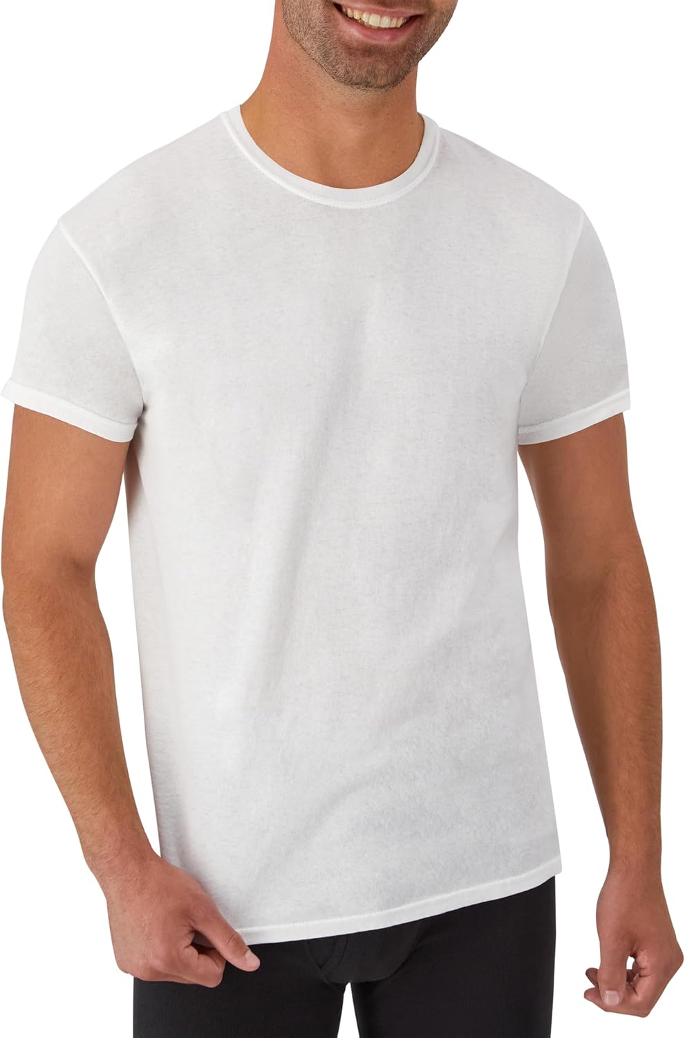 Hanes Mens Cotton. Moisture-wicking Crew Tee Undershirts. Multi-packs. White - 6 Pack. Medium US