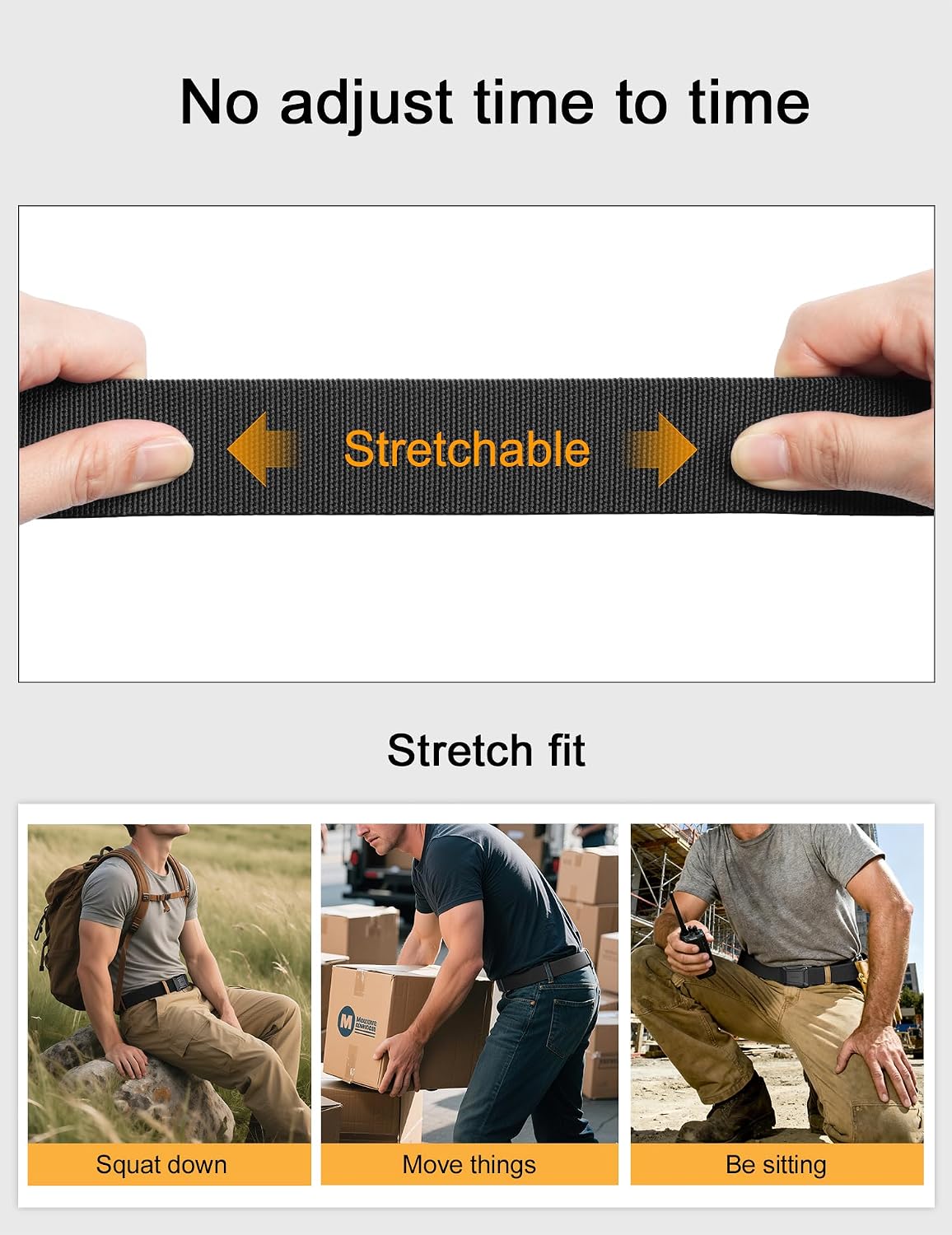 JUKMO Men's Stretch Tactical Belt. 1.5 Elastic Nylon Web with Flip Buckle | Quick Release Belt for Military Work Rigger Hiking at Amazon Men's Clothing store
