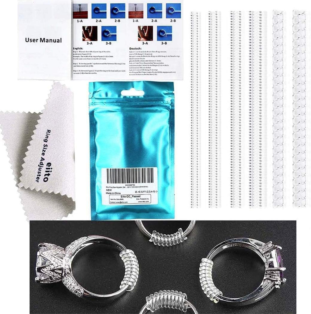 Eiito Ring Sizers for Loose Rings. 6 Sizes Fitter. Reduces Size by 0.5-1.5 | Invisible Ring Size Adjuster Spacers or Tightener. Ring Guards. Resizer Fit Almost Any Rings