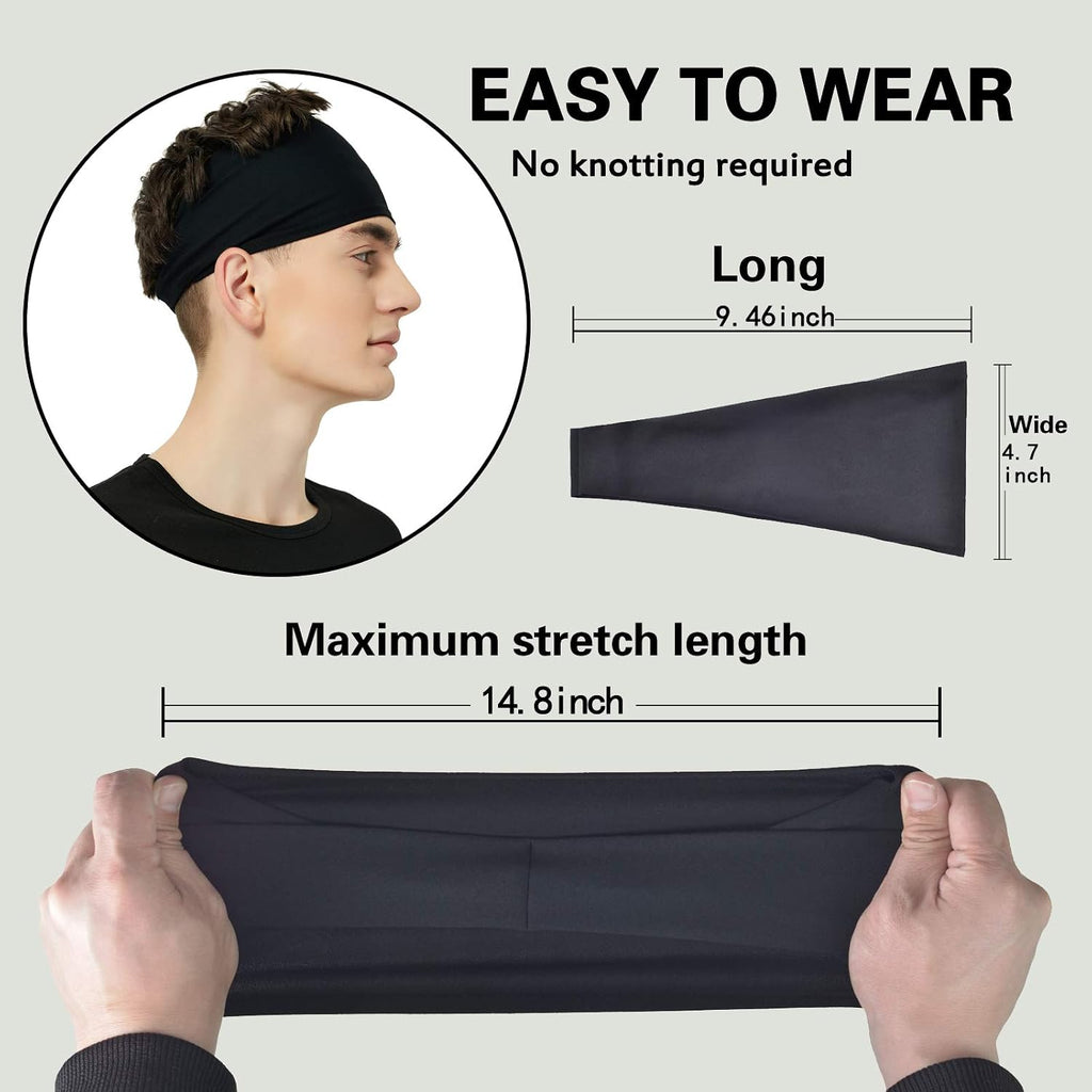 Pilamor Sports Headbands for Men 5 Pack.Sweatbands for Men Workout.Running | Moisture Wicking.Absorbing Sweat Headbands Stay in Place .Hairbands for Women and Men Gym.Cycling.Football.Yoga