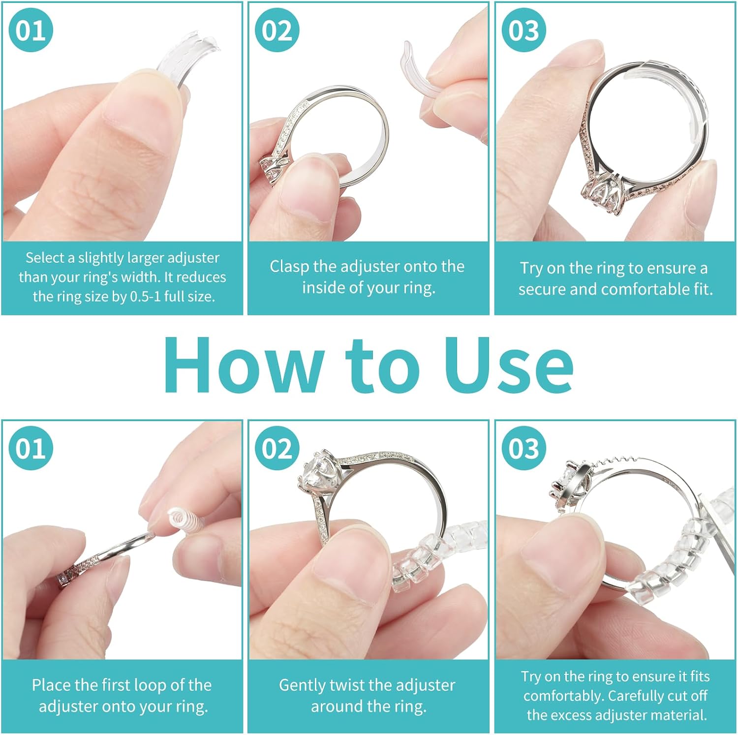 Ottemax Ring Sizers for Loose Rings - 12Pack. 12 Sizes. Ring Guards for Women& Men Loose Rings. Invisible Resizer Design for Spacers & Tighteners. Fits Bands Width to 1mm-8mm