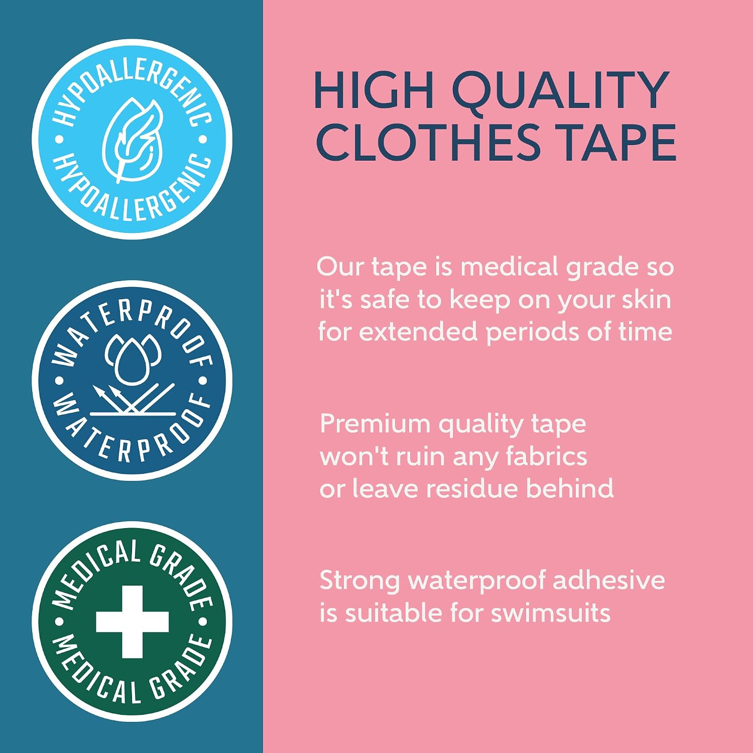 Fashion Clothing Tape Double Sided for Clothes. Fabric. Body. Dress | Clear Perforated Roll Cut to Any Length for Hem. Bra Strap. Neckline. Strong All Day Hold. No Residue. Waterproof for Women