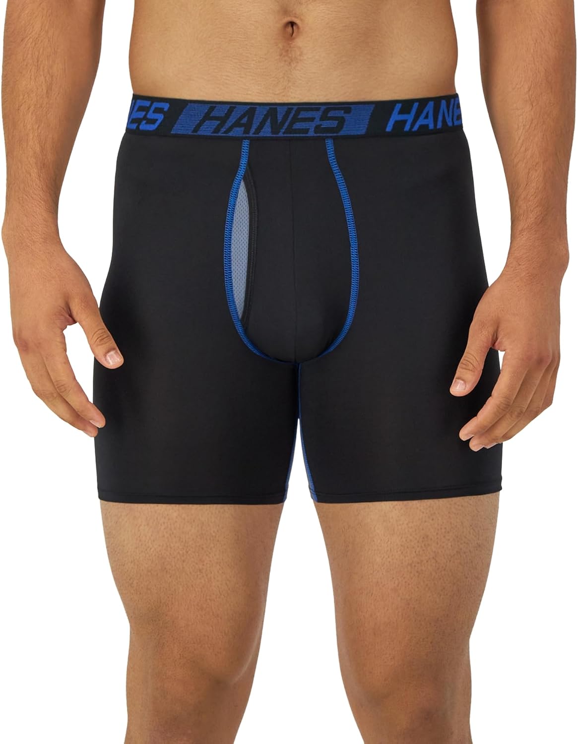 Hanes Mens Total Support Pouch Pack. X-temp Cooling. Anti-chafing. Moisture-wicking Underwear. Trunks Available Boxer Briefs. Regular Leg - Black. Large US at Amazon Men's Clothing store