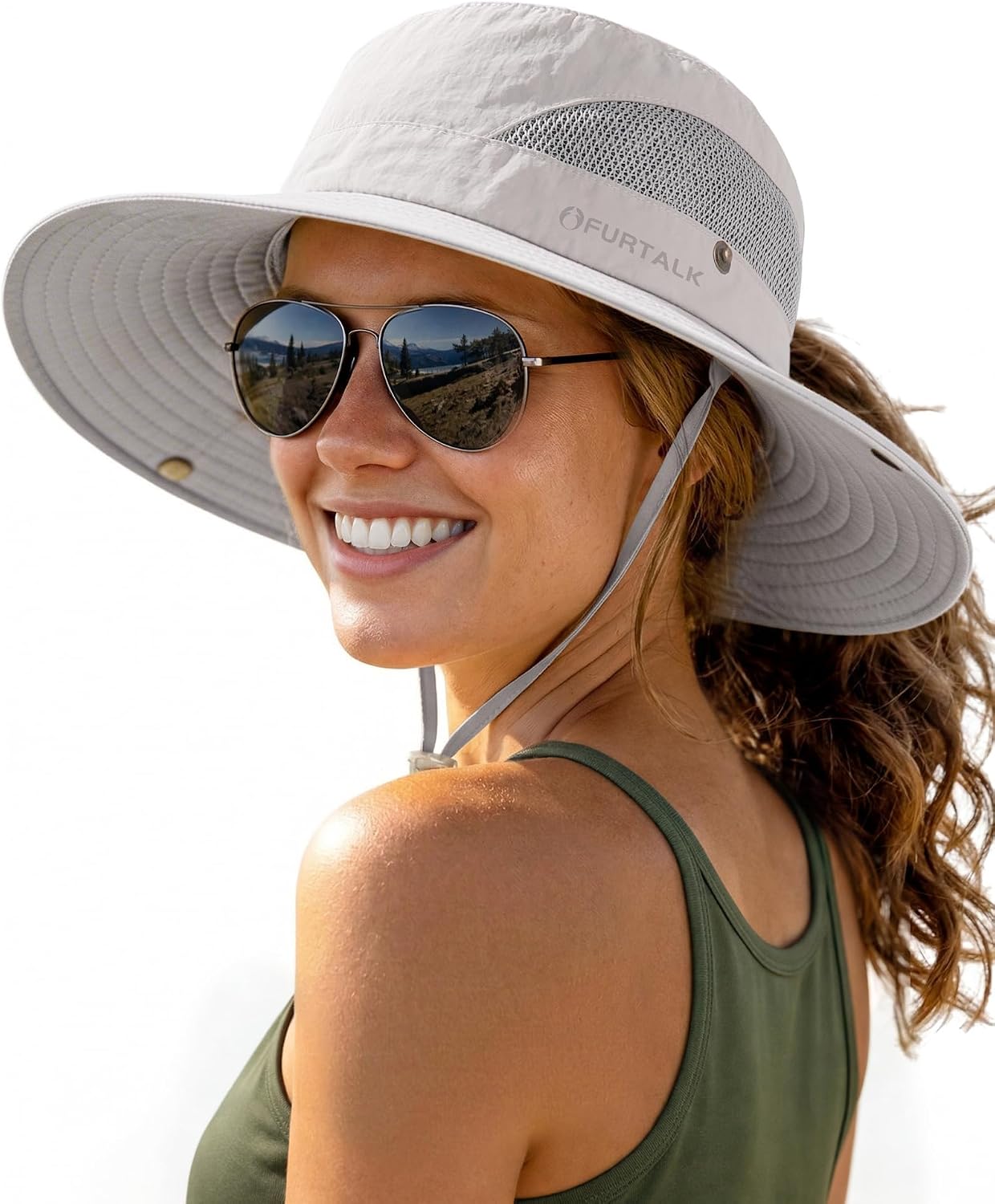 FURTALK Womens Sun Hat with Ponytail Hole Beach Hiking Summer Wide Brim UPF 50+ Outdoor Protection Foldable Bucket Hat Beige. One Size at Amazon Women's Clothing store