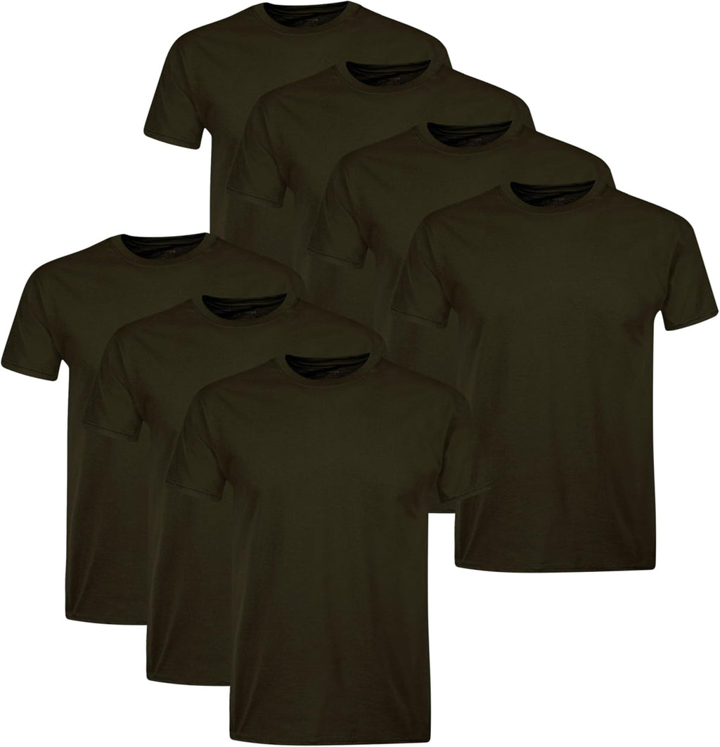 Hanes Mens Cotton. Moisture-wicking Crew Tee Undershirts. Multi-packs. White - 6 Pack. Medium US