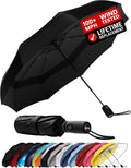 Windproof Travel Umbrella - Compact & Withstands Winds up to 100MPH. Strongest Premium Auto Folding Umbrella for Rain and Sun - Durable. Light & Portable for Women & Men. Fits Backpack & Cars