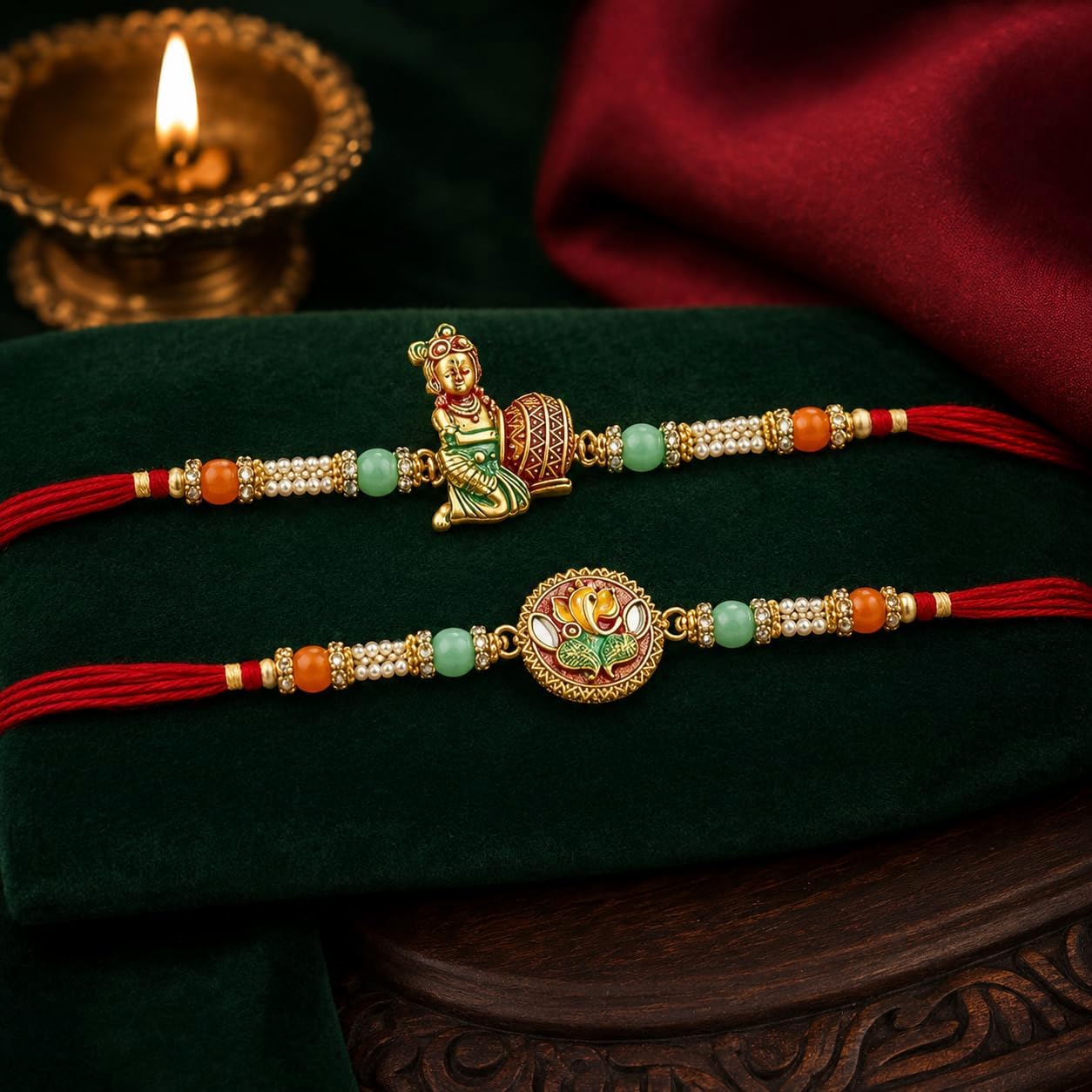 TIED RIBBONS Rakhi for Brother Set of 2 with Gift Set | Set of Rakhi | Roli Tika - Rakshabandhan Bracelet for Brother